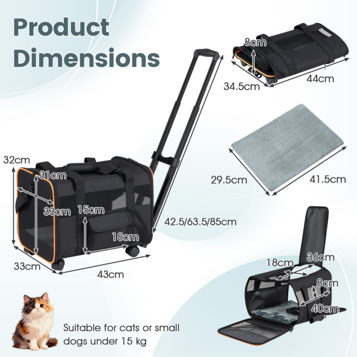 08bc9a2bf5ecf65ae94d537126e9beb4.png Rolling Pet Carrier with Removable Pad