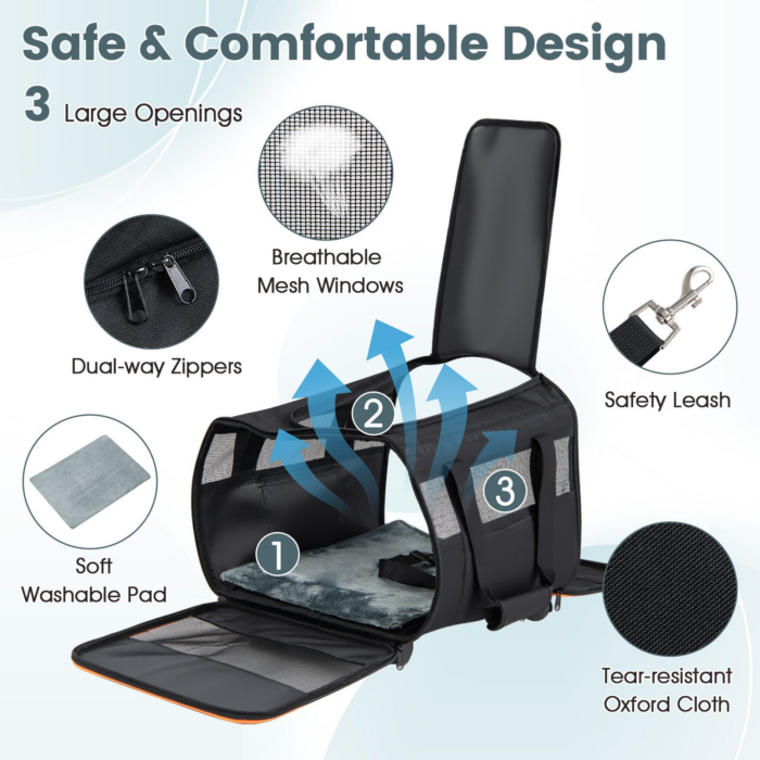 b8fd5caa57e9a342dfbd1a86576a6182.png Rolling Pet Carrier with Removable Pad