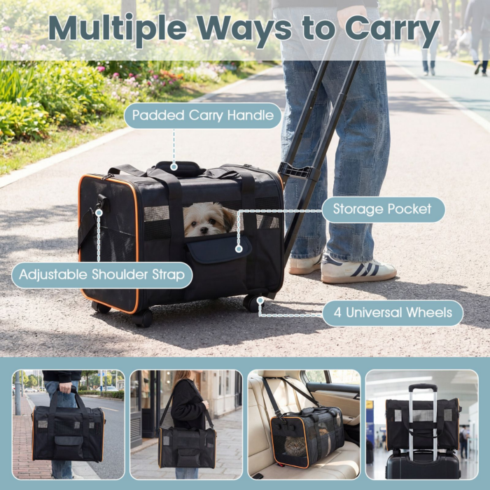 da8be55633a23d1c0fb8e66a4418f179.png Rolling Pet Carrier with Removable Pad
