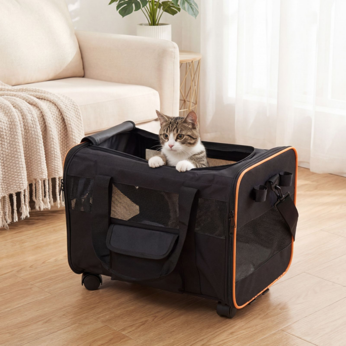 efd3dc67523b848bacc356eac441dbbf.png Rolling Pet Carrier with Removable Pad
